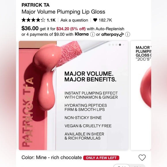 Brand new Patrick Ta plumping gloss in the shade mine - Picture 3 of 5